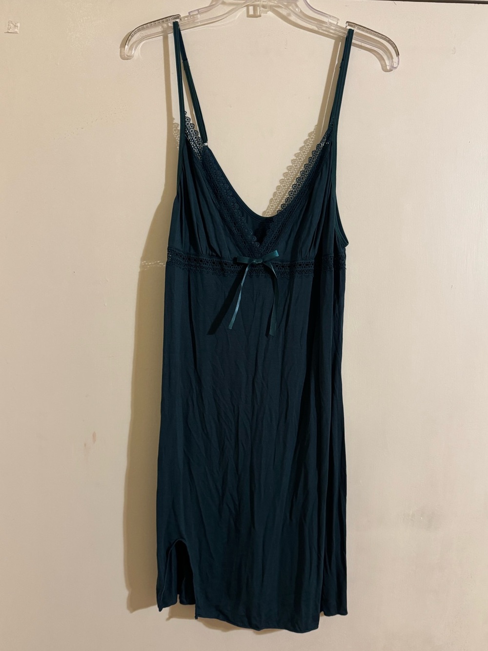 Women’s Lace-Trim Slip Nightdress - Deep Teal